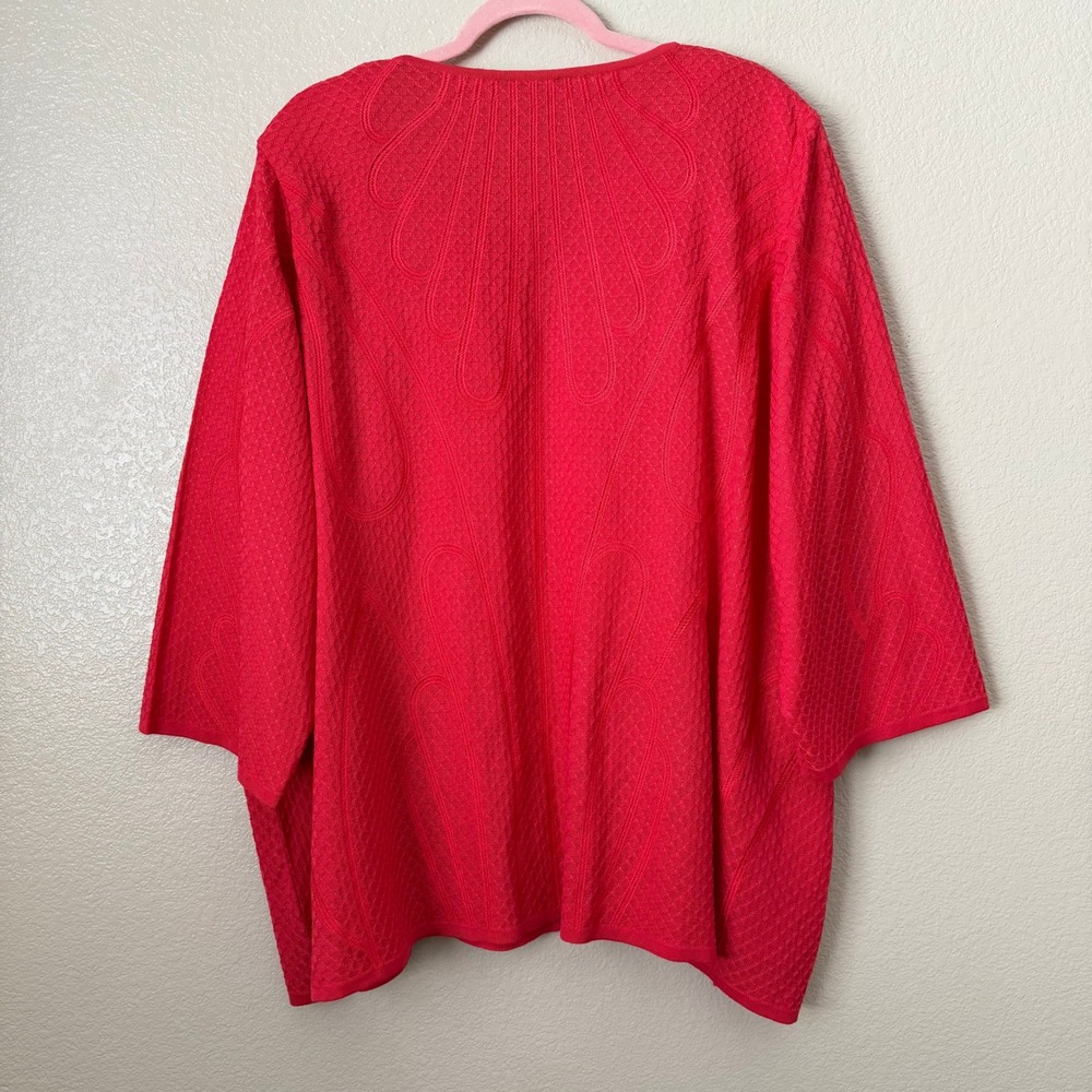 Misook Cardigan Sweater Womens 3X Coral Textured Knit Open Front 3/4 Sleeve - Picture 9 of 12
